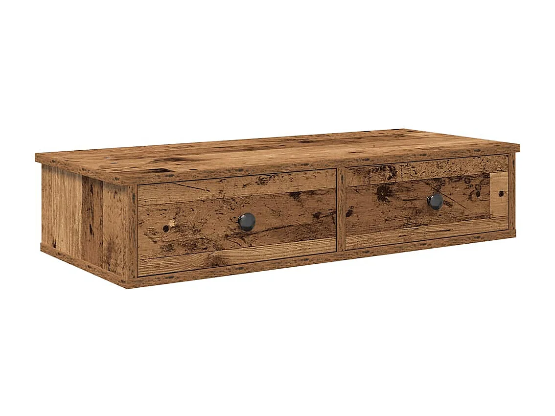 Étagère murale avec tiroirs vieux bois bois d'ingénierie