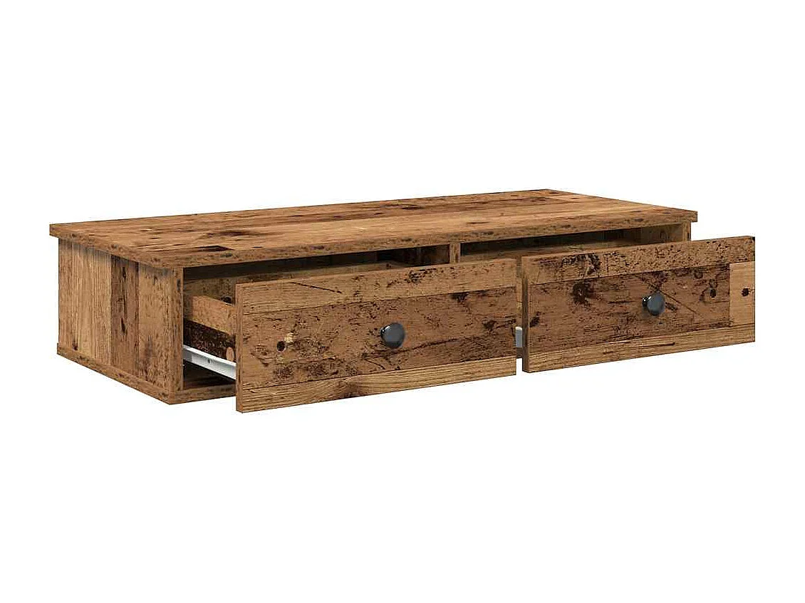 Étagère murale avec tiroirs vieux bois bois d'ingénierie