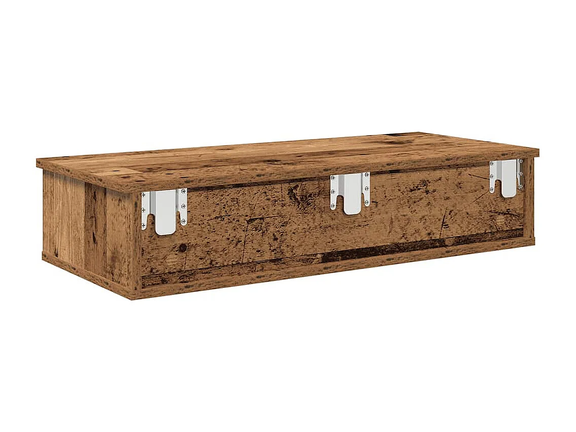 Étagère murale avec tiroirs vieux bois bois d'ingénierie