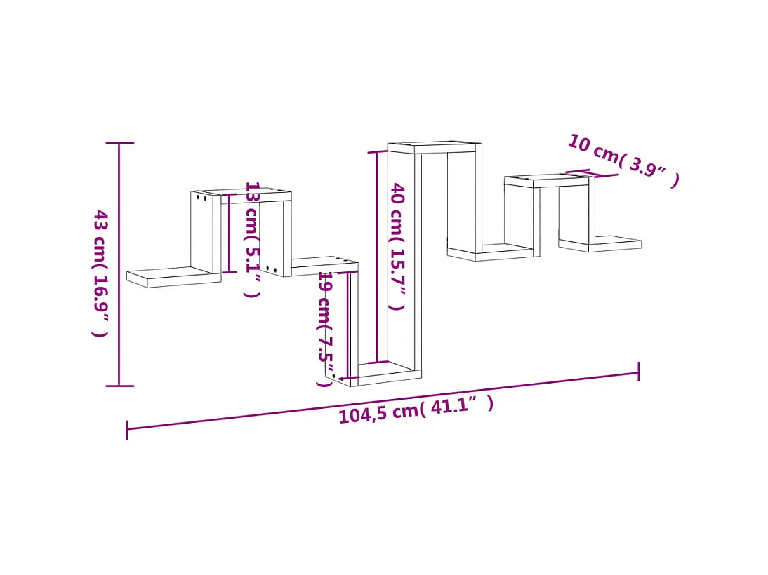 Étagère murale chêne fumé 104,5x10x43 cm bois d'ingénierie