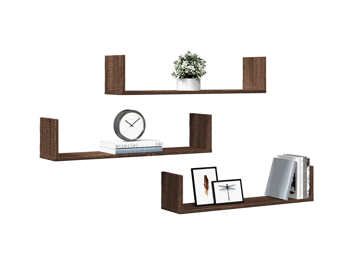 mensole da parete in rovere marrone 80x18x18 cm in legno ingegnerizzato