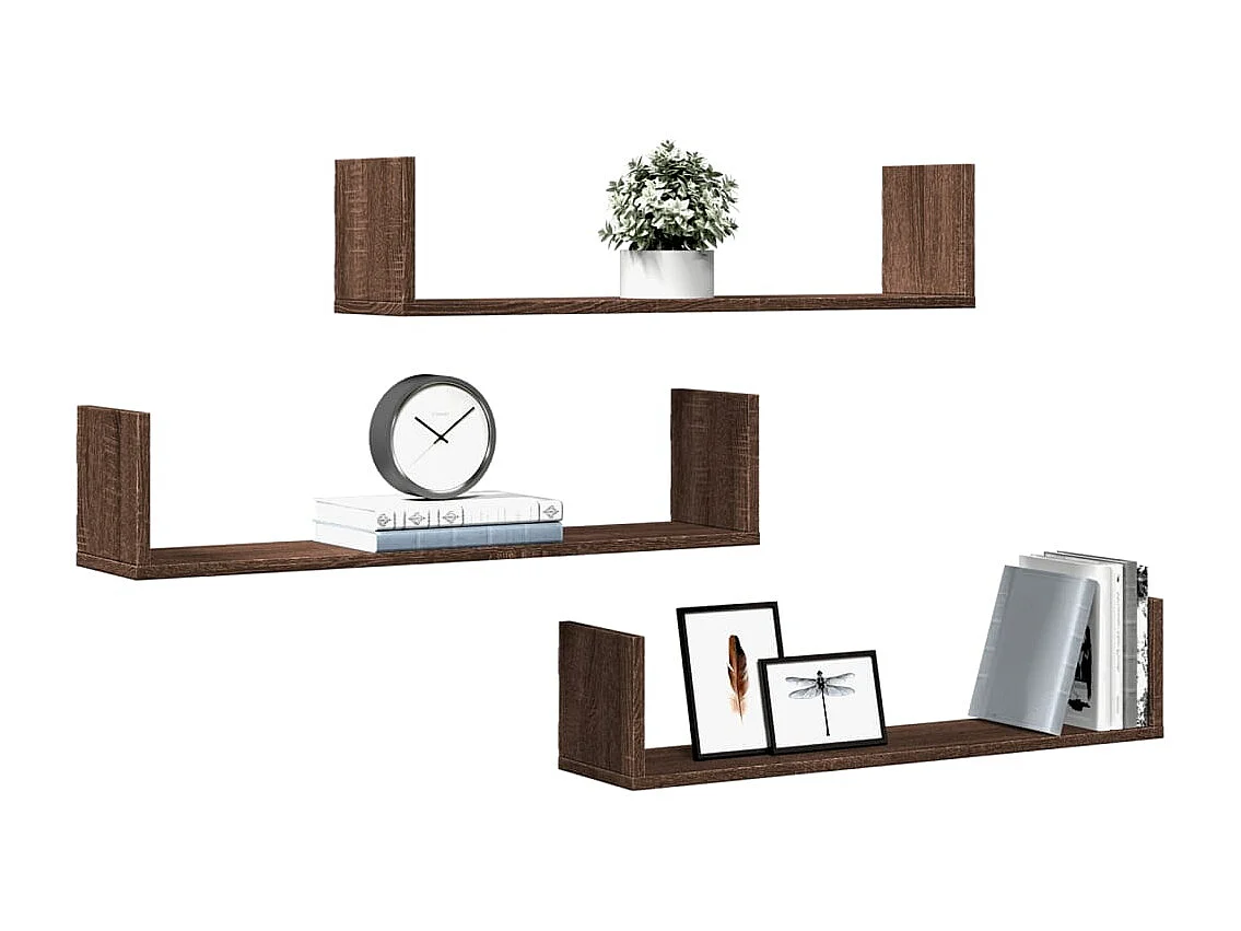 mensole da parete in rovere marrone 80x18x18 cm in legno ingegnerizzato