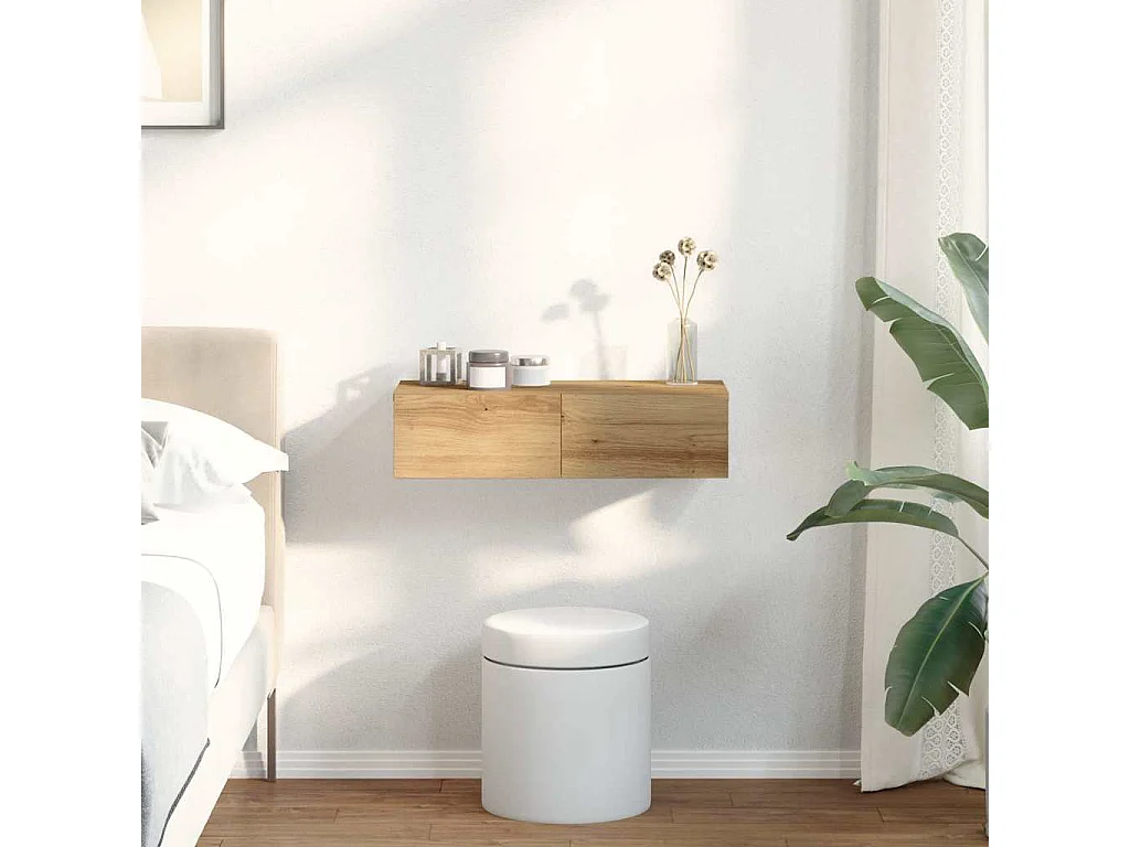 Étagère murale avec tiroirs chêne artisanal bois d'ingénierie