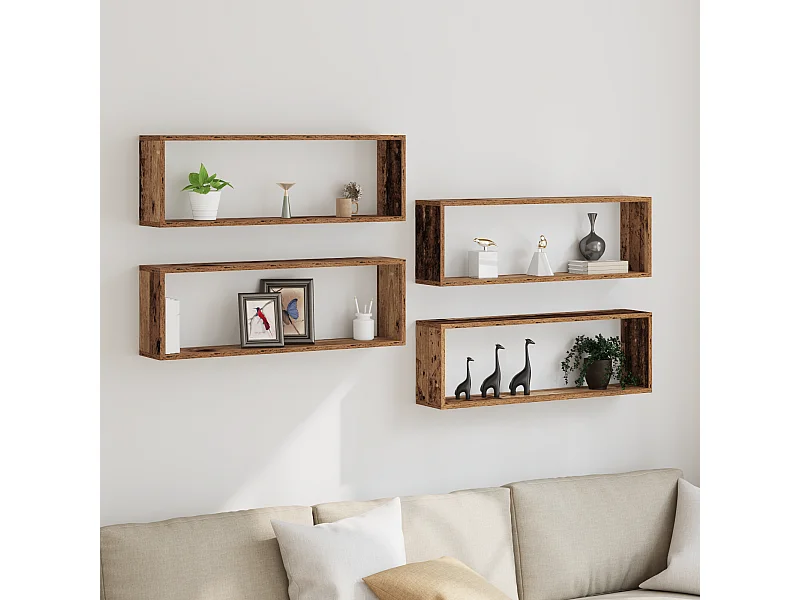Étagères murales 4 pcs en bois ancien 80x15x26 cm en bois d'ingénierie