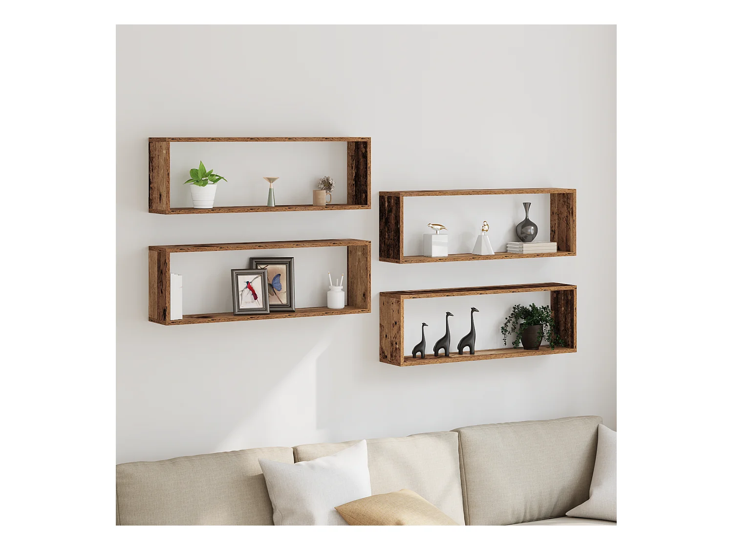 Étagères murales 4 pcs en bois ancien 80x15x26 cm en bois d'ingénierie