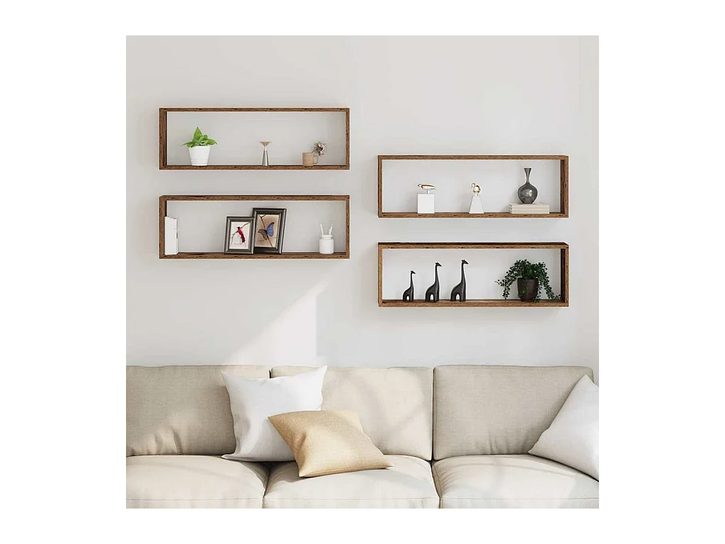 Étagères murales 4 pcs en bois ancien 80x15x26 cm en bois d'ingénierie