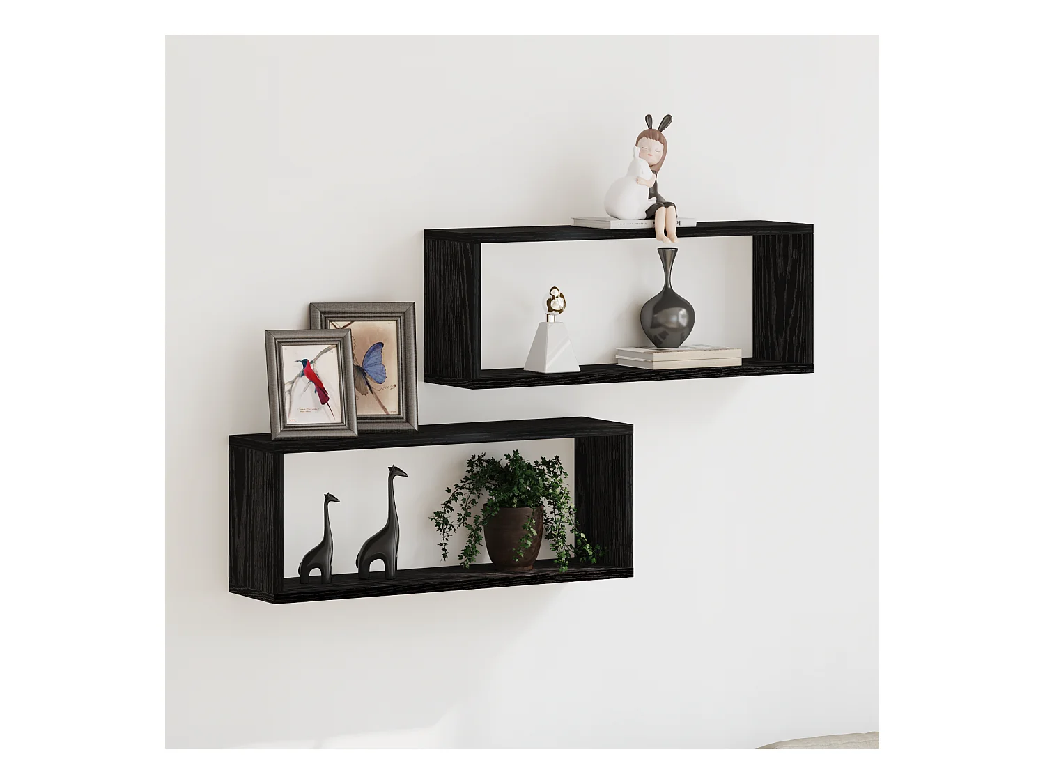 Étagères murales 2 pièces Chêne noir 60x15x23 cm en bois d'ingénierie