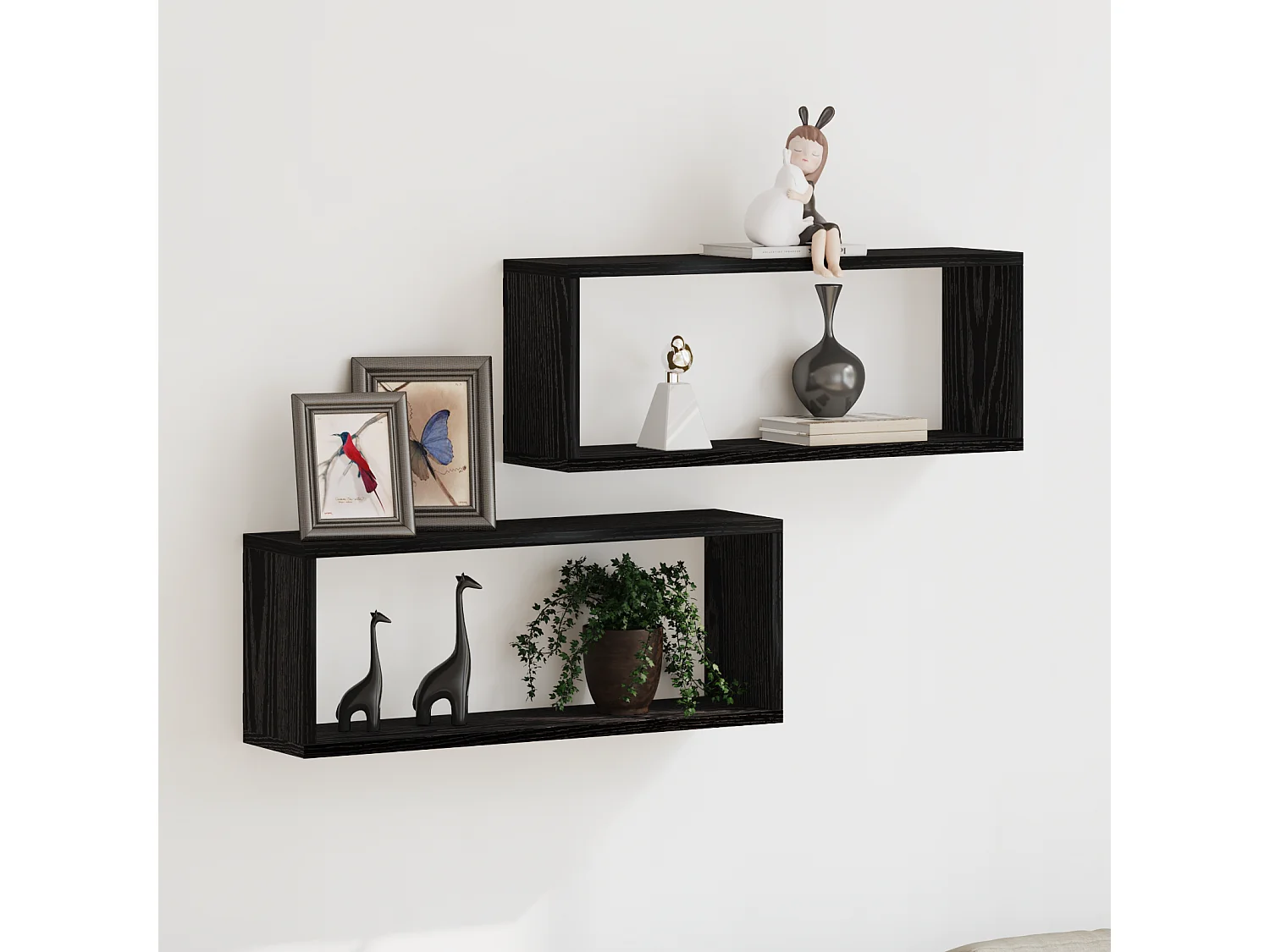 Étagères murales 2 pièces Chêne noir 60x15x23 cm en bois d'ingénierie