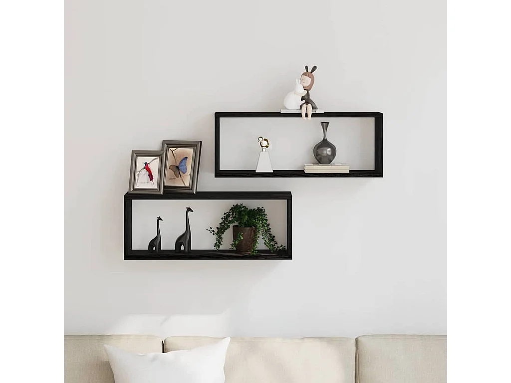 Étagères murales 2 pièces Chêne noir 60x15x23 cm en bois d'ingénierie