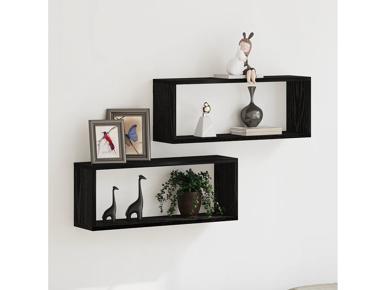 Étagères murales 2 pièces Chêne noir 60x15x23 cm en bois d'ingénierie