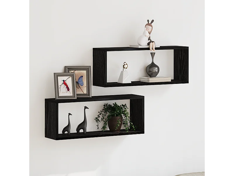 Étagères murales 2 pièces Chêne noir 60x15x23 cm en bois d'ingénierie