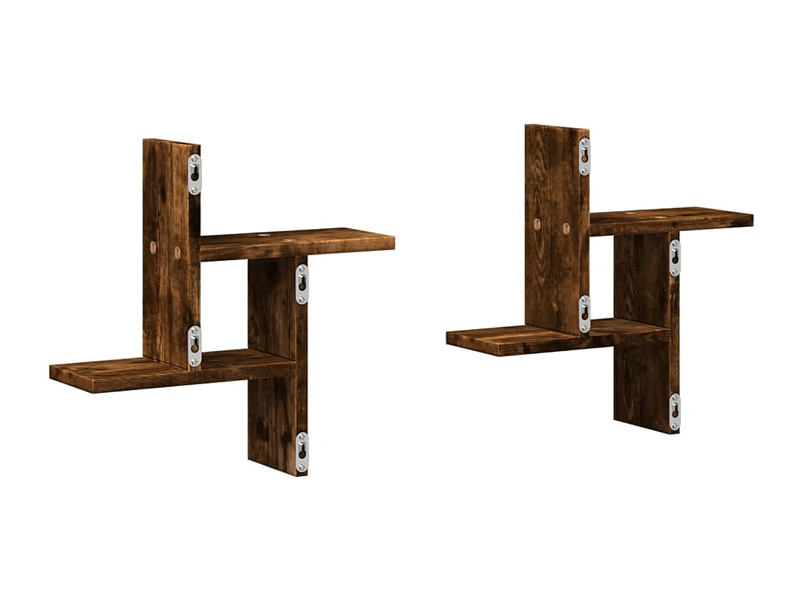 Wandplanken 2 stuks gerookt eiken 38x12x38 cm bewerkt hout