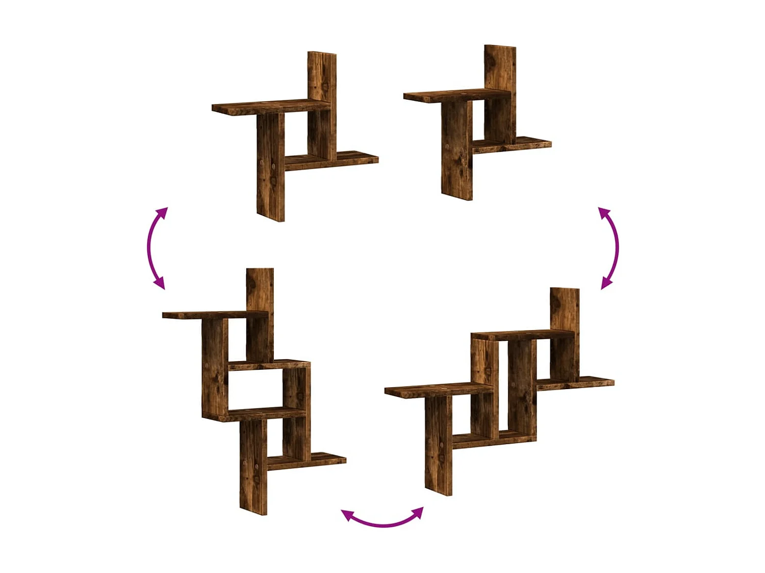 Estantes de pared 2 piezas roble ahumado 38x12x38 cm madera de ingeniería