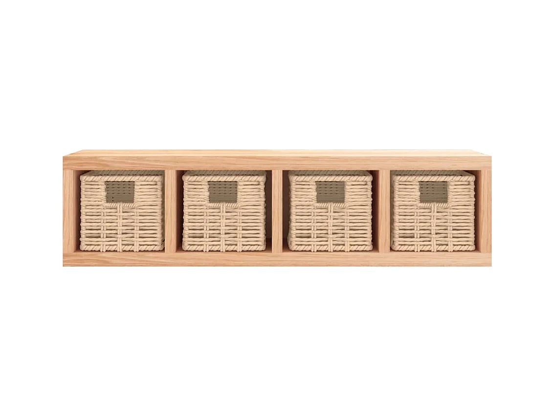 Étagère murale avec paniers 62x18x16 cm Bois massif de noyer