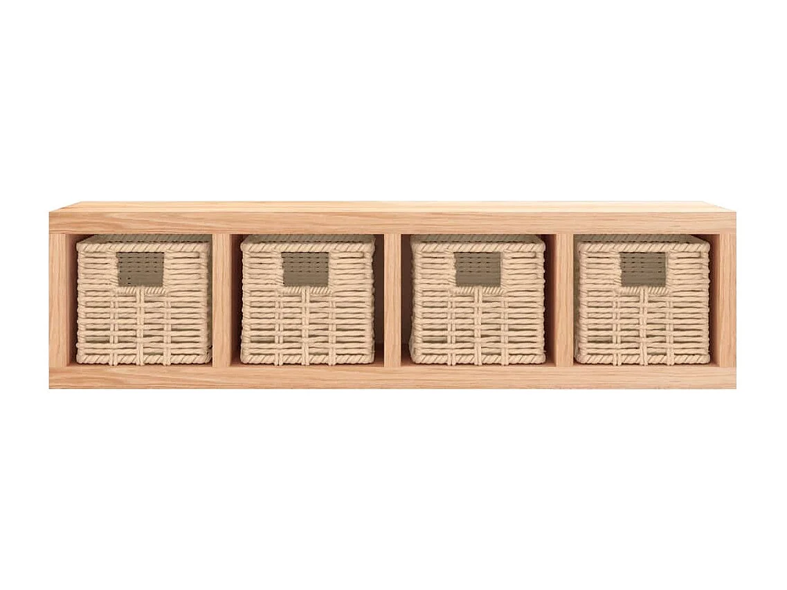 Estante de pared con cestas 62x18x16 cm Madera maciza de nogal