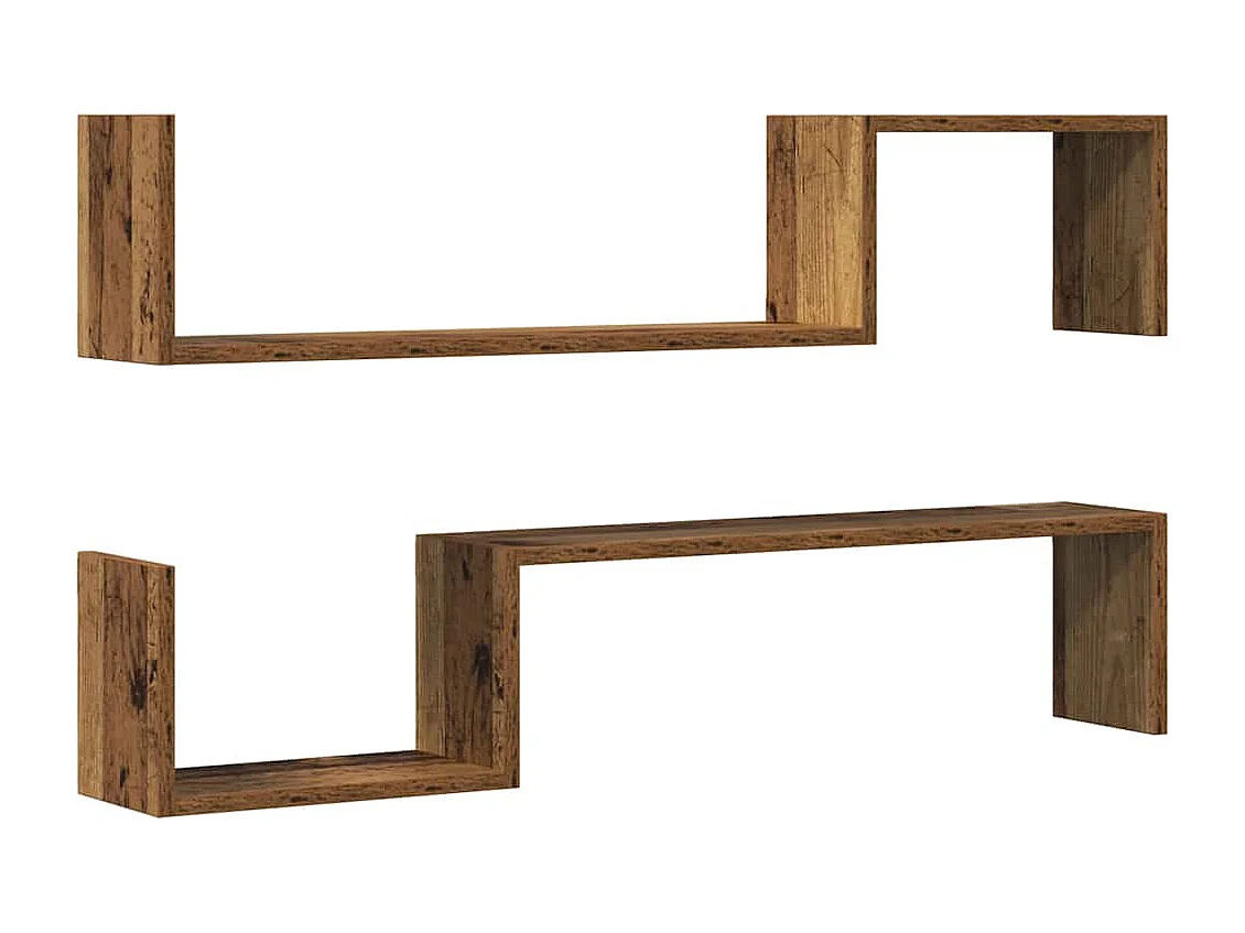 Étagères murales 2 pcs vieux bois 100x15x20cm bois d'ingénierie