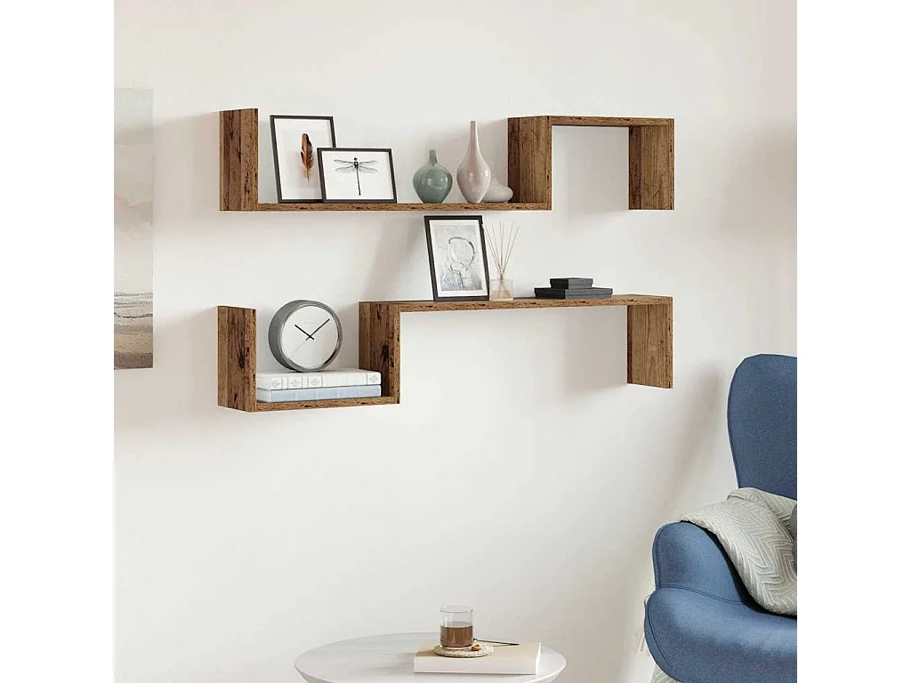 Étagères murales 2 pcs vieux bois 100x15x20cm bois d'ingénierie