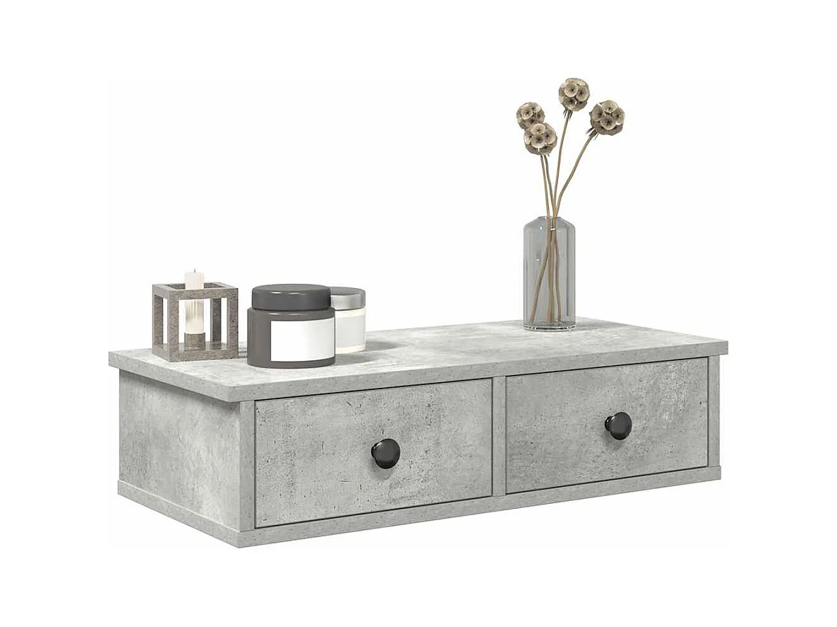 Étagère murale avec tiroirs gris béton bois d'ingénierie