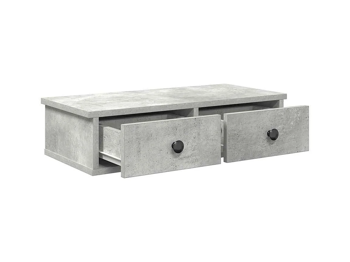 Étagère murale avec tiroirs gris béton bois d'ingénierie