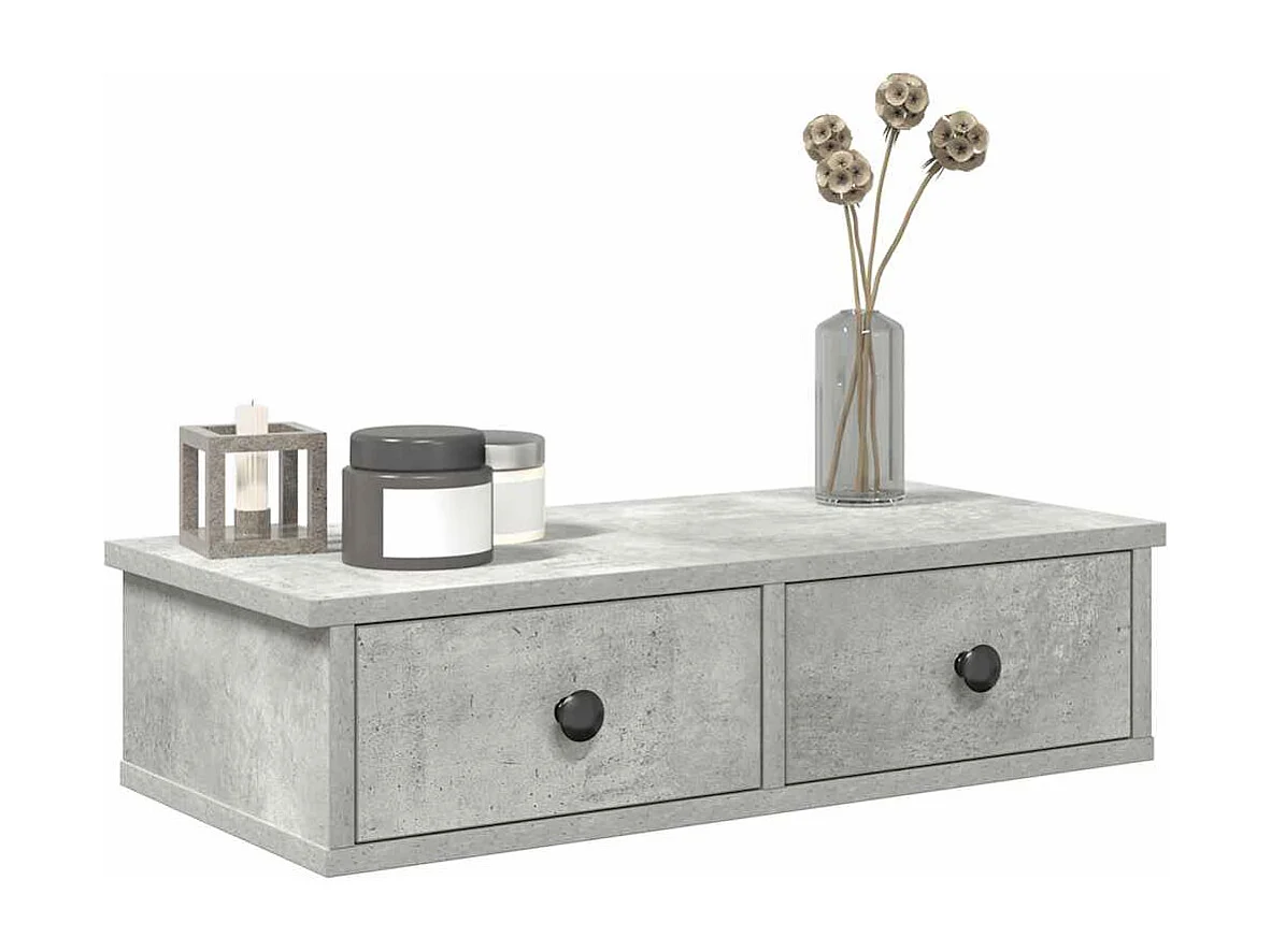 Étagère murale avec tiroirs gris béton bois d'ingénierie