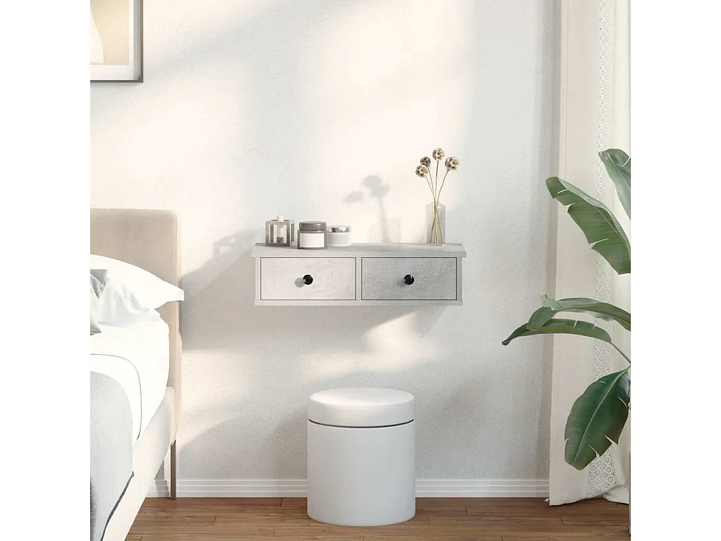 Étagère murale avec tiroirs gris béton bois d'ingénierie