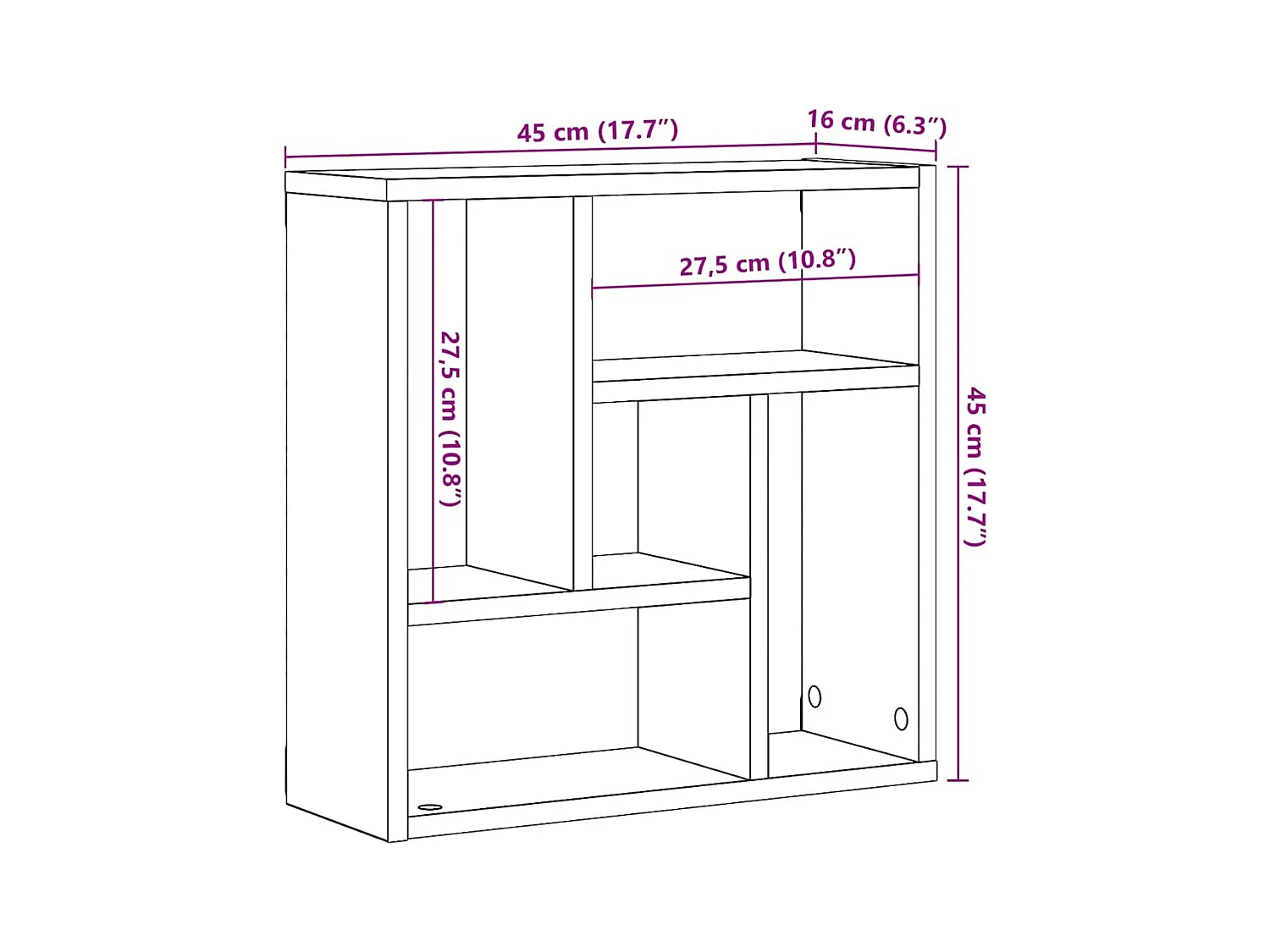 Étagère murale chêne artisanal 45x16x45 cm bois d'ingénierie