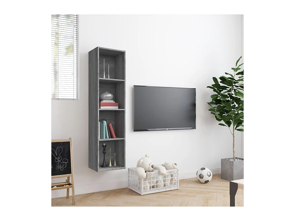Libreria/Mobile TV Sonoma Grey 143x30x36cm in legno ingegnerizzato