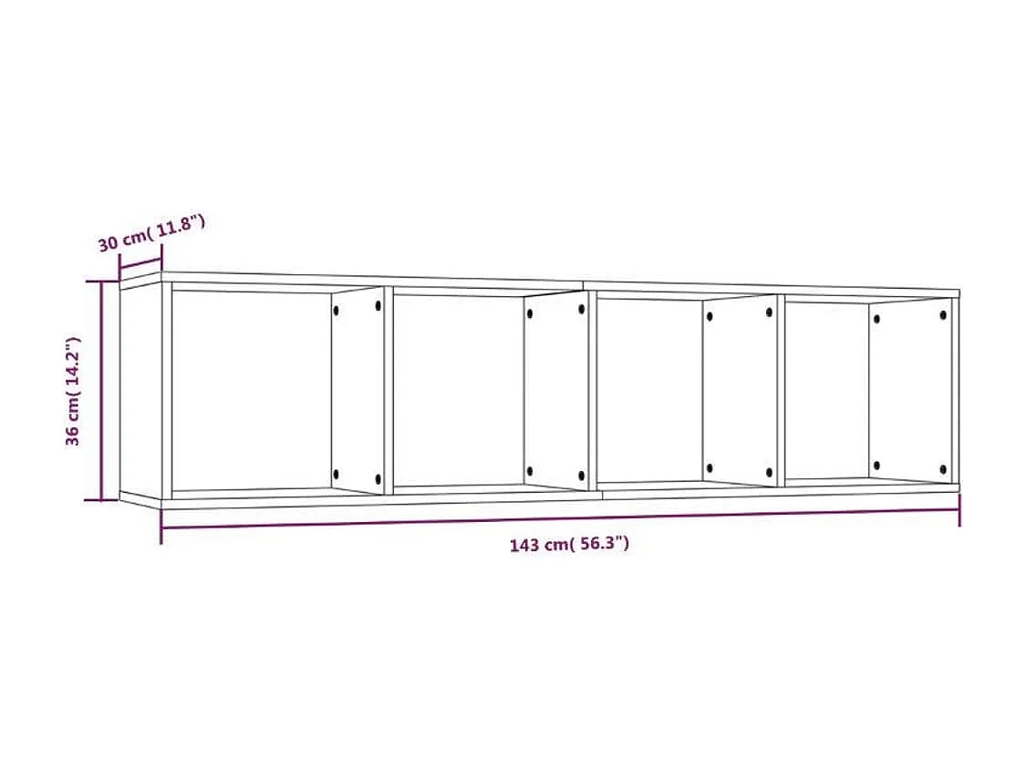 Bibliothèque/Meuble TV Sonoma gris 143x30x36cm Bois ingénierie