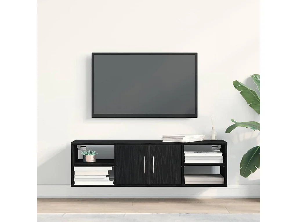 Wandregal aus schwarzer Eiche, 140 x 41 x 75 cm, Holzwerkstoff
