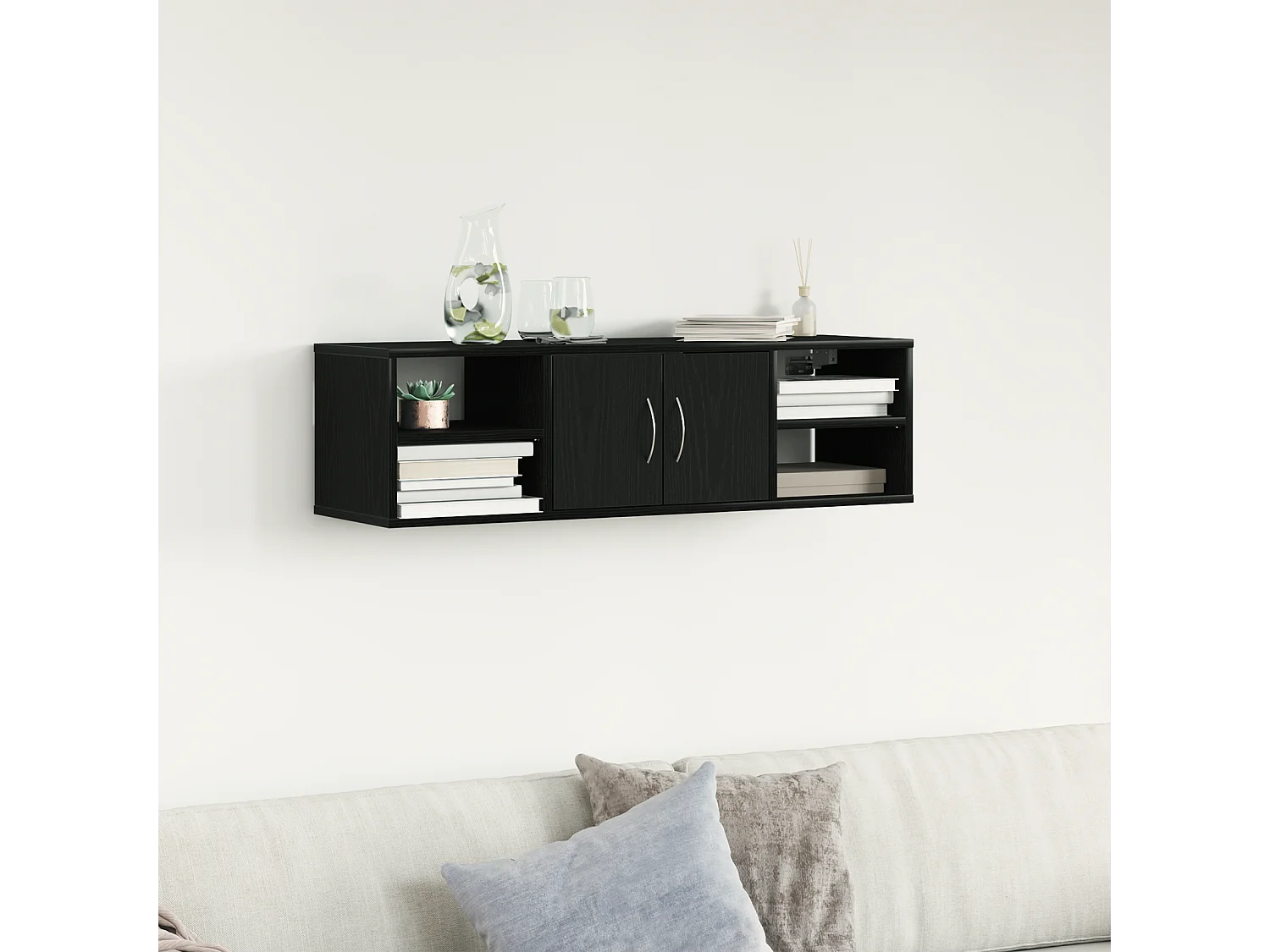 Étagère murale Chêne noir 140x41x75 cm Bois d'ingénierie