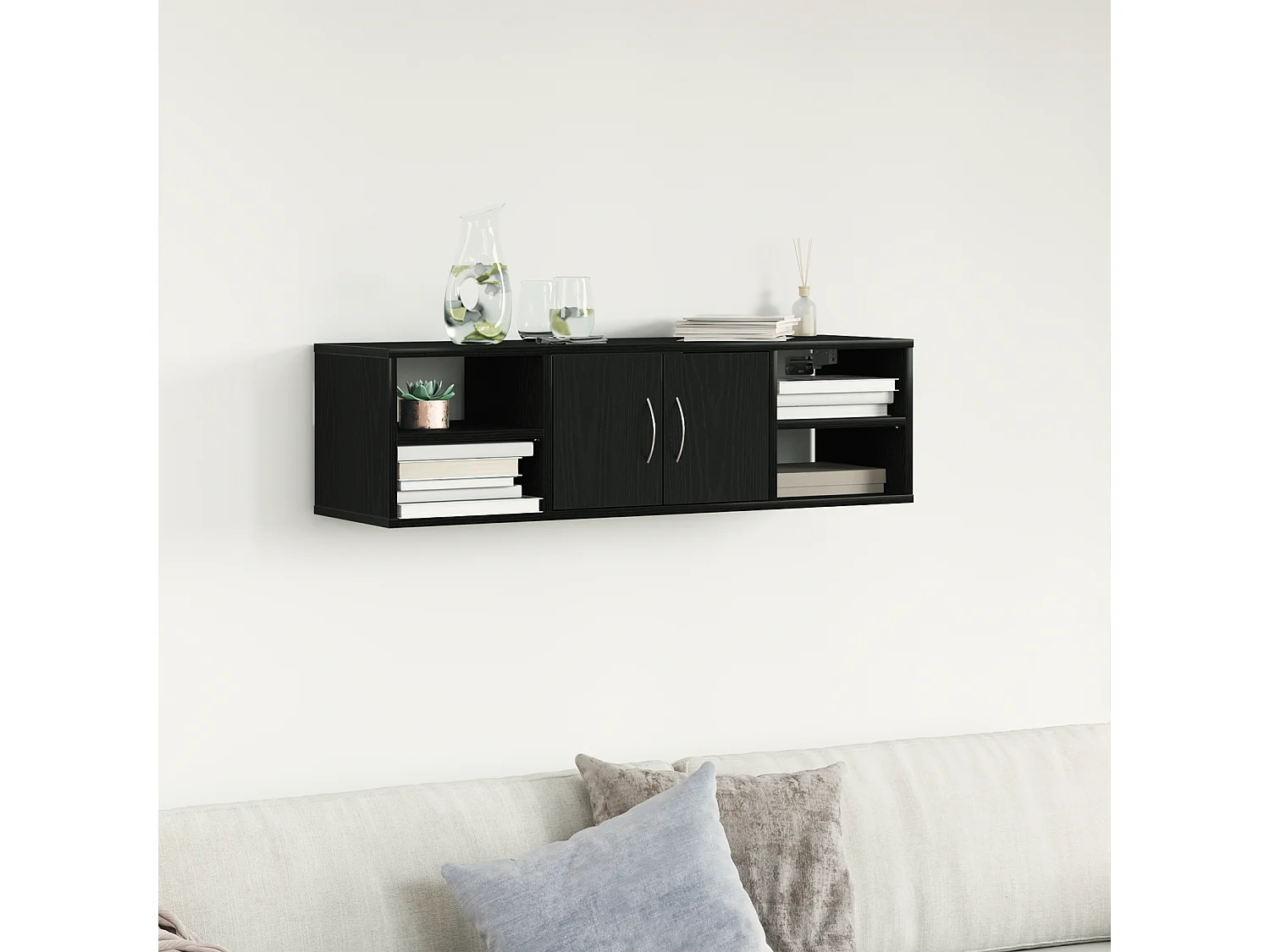 Wandregal aus schwarzer Eiche, 140 x 41 x 75 cm, Holzwerkstoff