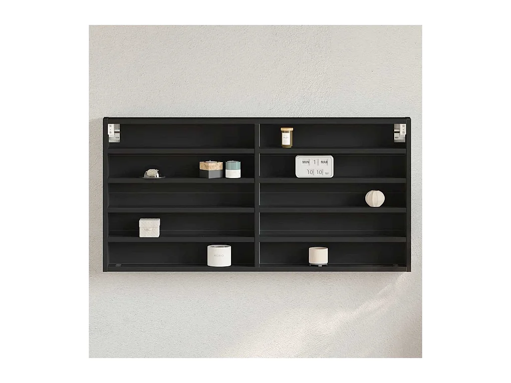 Zwarte vitrinekast 100x8,5x50 cm bewerkt hout