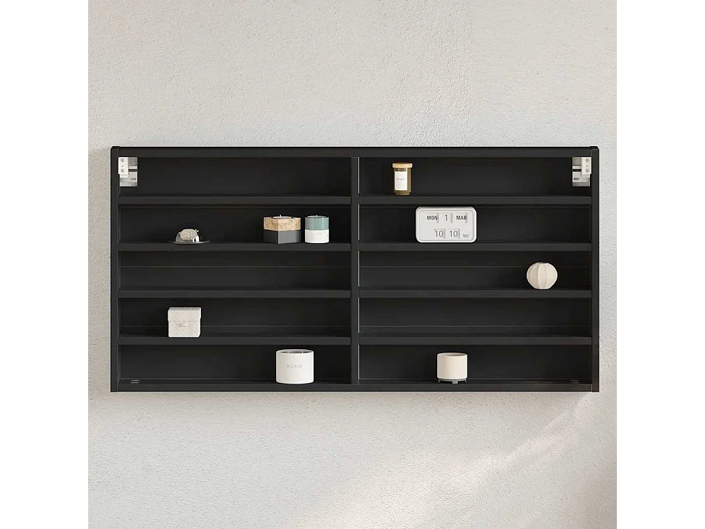 Schwarze Vitrine 100x8,5x50 cm Holzwerkstoff