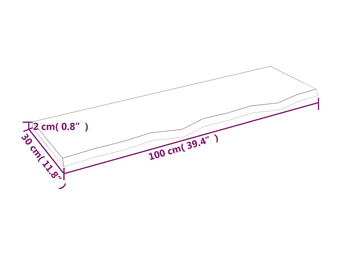 Étagère murale 100x30x2 cm bois de chêne massif non traité