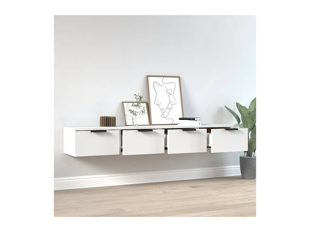 Pensili 2 pz bianchi 68x30x20 cm Legno composito