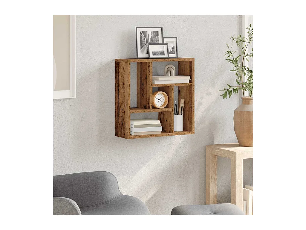 Étagère murale vieux bois 45x16x45 cm bois d'ingénierie