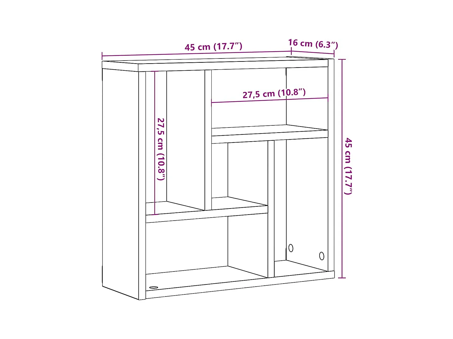 Étagère murale vieux bois 45x16x45 cm bois d'ingénierie