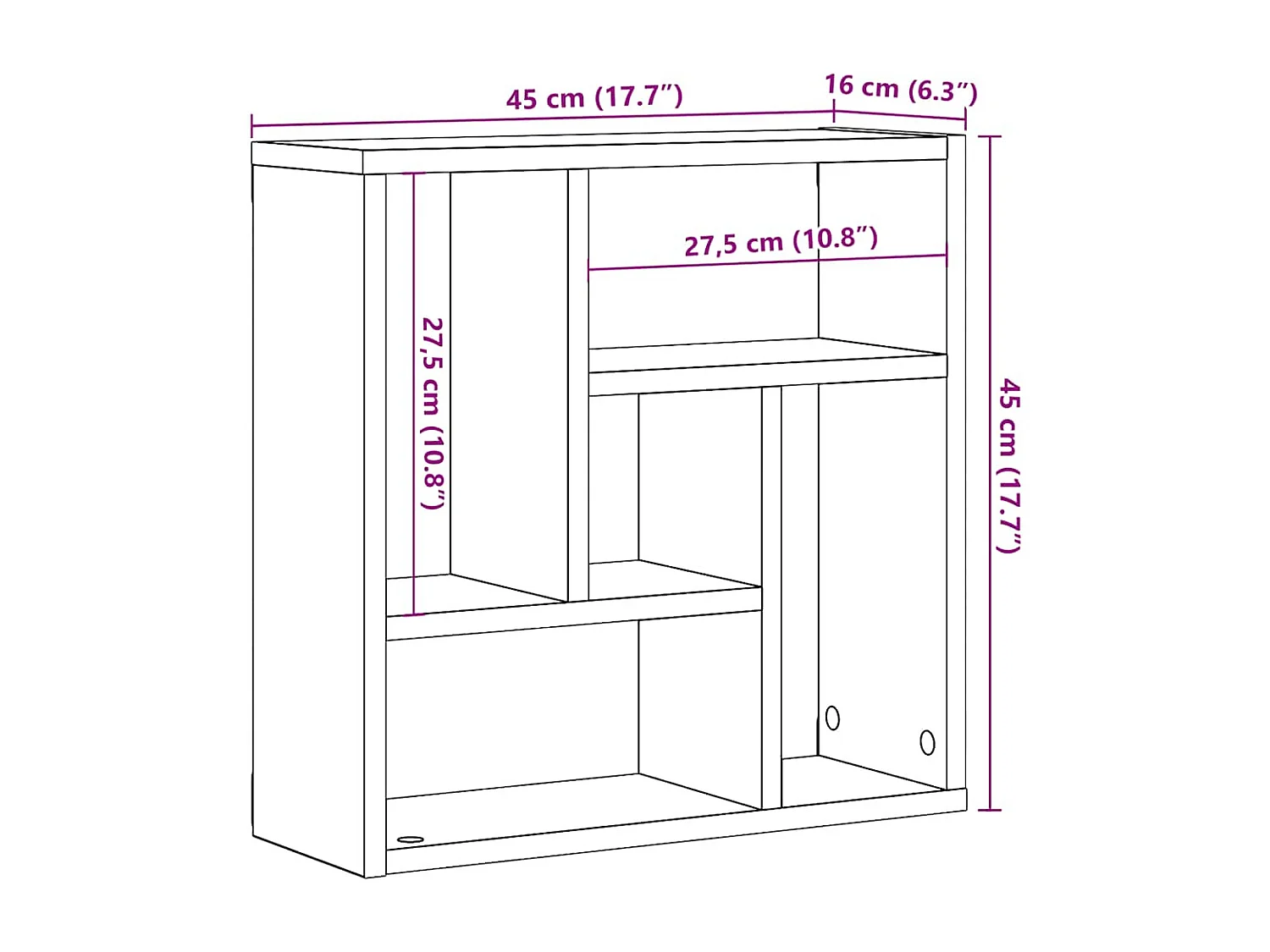 Étagère murale vieux bois 45x16x45 cm bois d'ingénierie