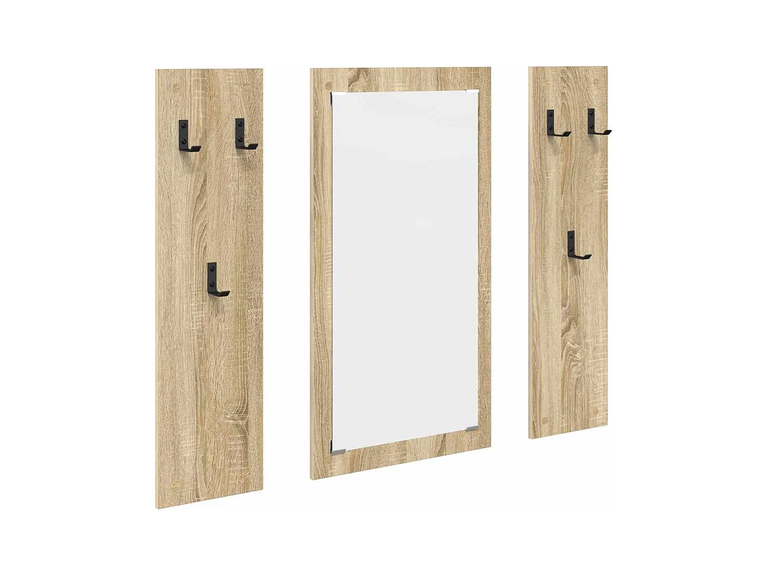 Appendiabiti da parete con contenitore e specchio in rovere Sonoma 96 x 1,5 x 90 cm