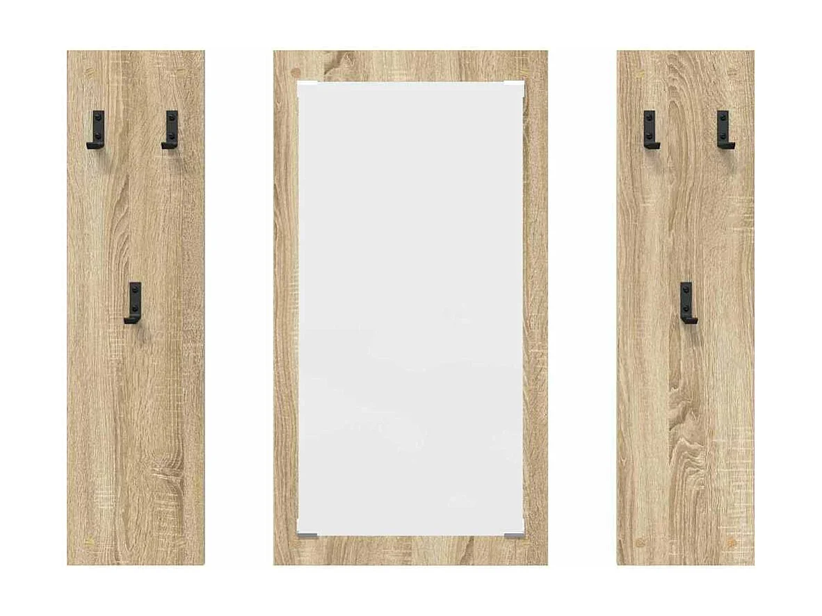 Porte-manteau mural avec stockage avec miroir Chêne sonoma 96 x 1,5 x 90 cm