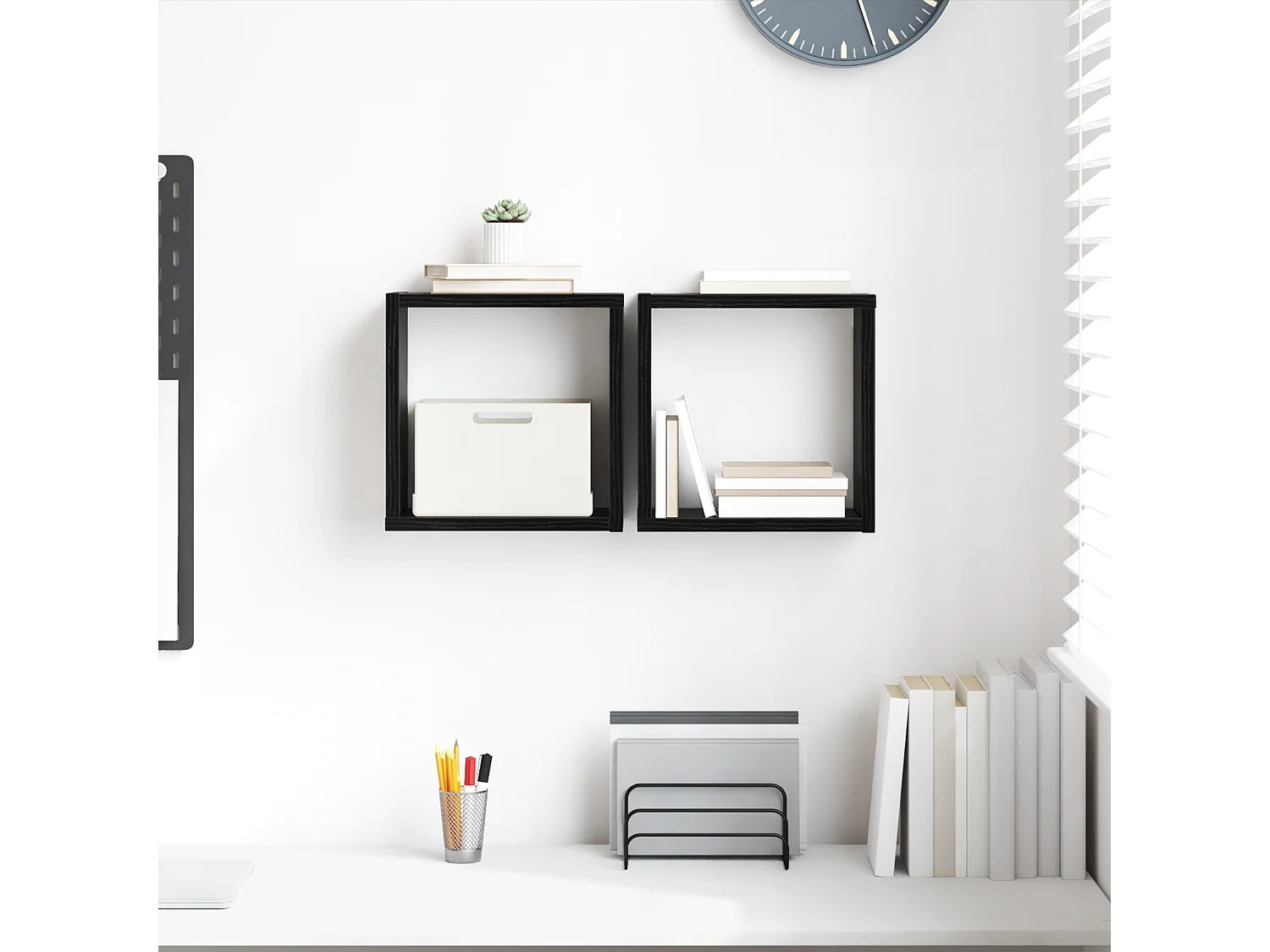 Estantes de pared de MDF de roble negro 26 x 15 x 26 cm Estantes de pared