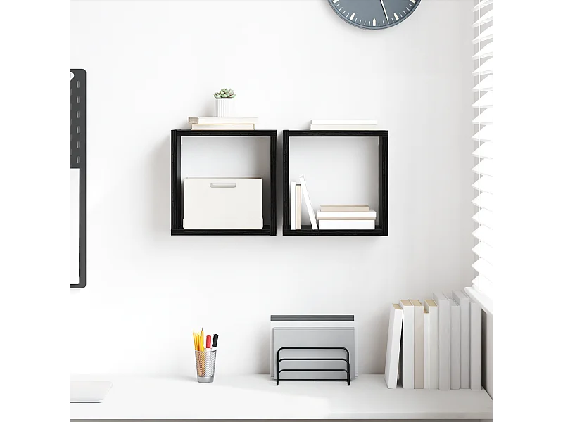Étagères Murales Chêne Noir MDF 26 x 15 x 26 cm Étagères Murales
