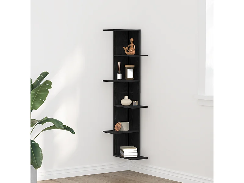 Estante de esquina de roble negro 36,5 x 36,5 x 140 cm Madera de ingeniería