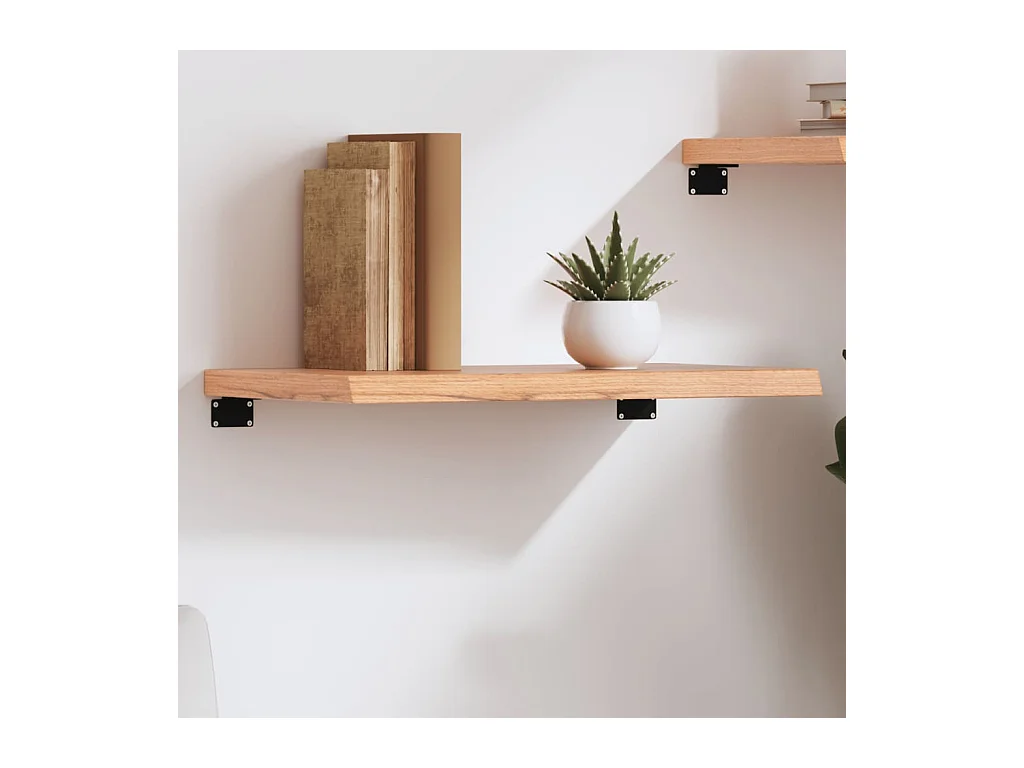 Étagère murale marron clair bois chêne massif traité