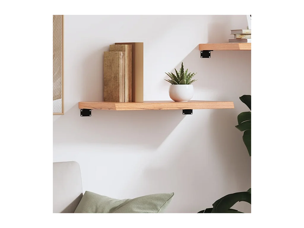 Étagère murale marron clair bois chêne massif traité