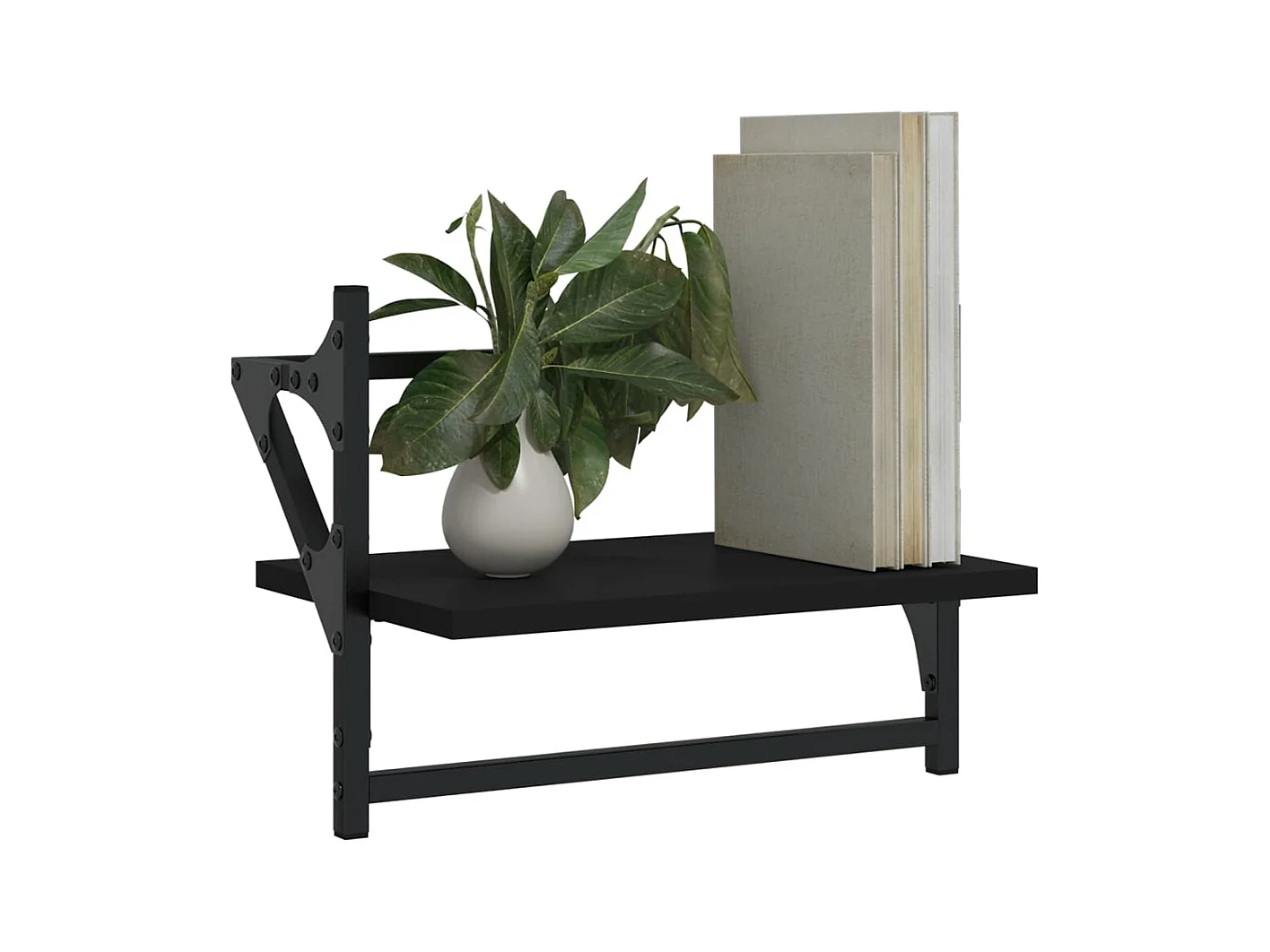 Mensole da parete con barre 2 pz nere 40x25x30 cm