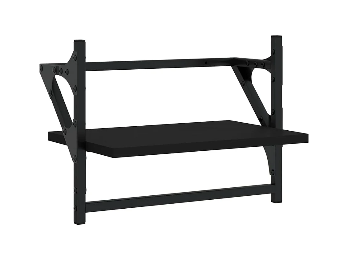 Mensole da parete con barre 2 pz nere 40x25x30 cm