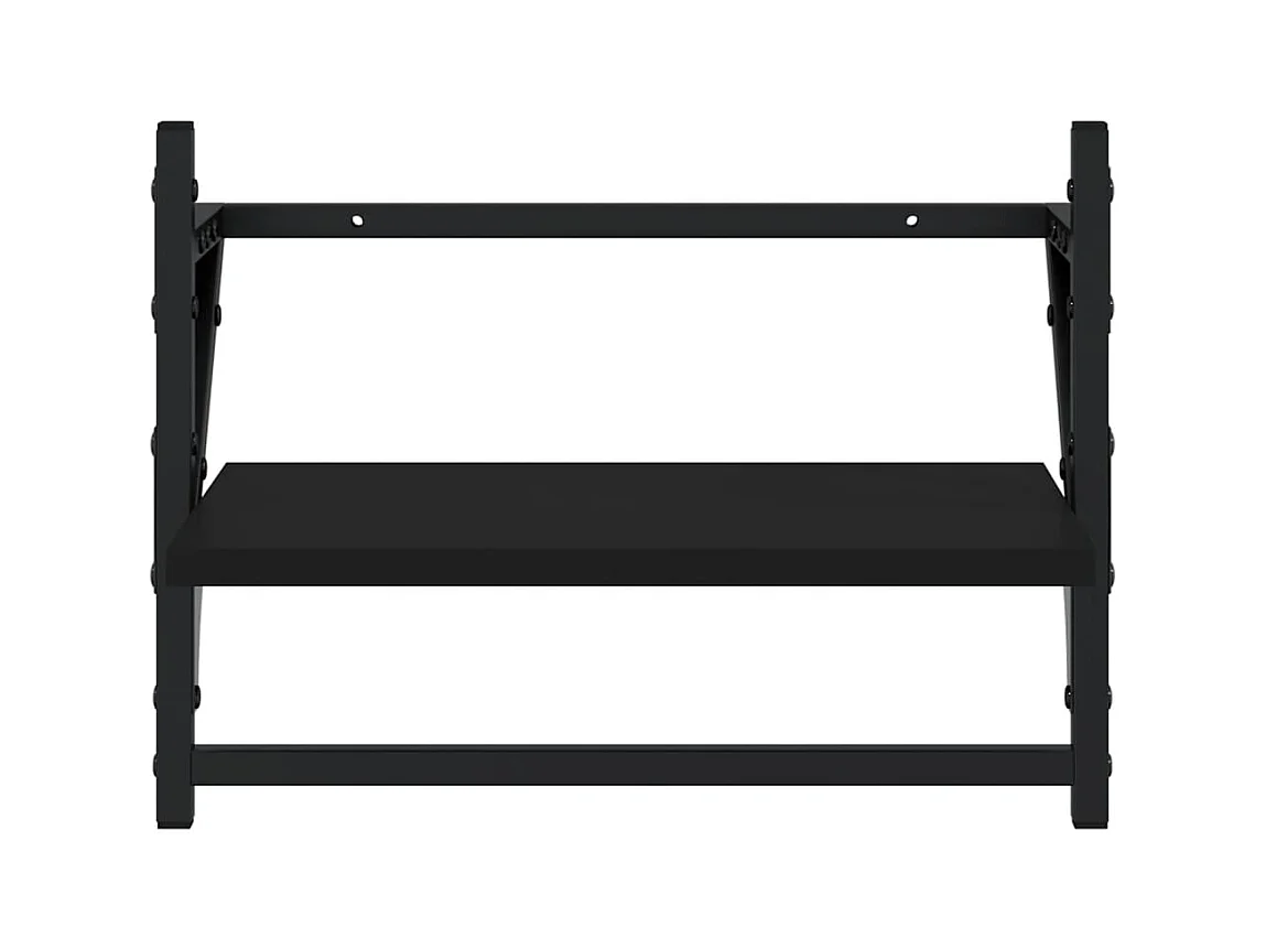 Mensole da parete con barre 2 pz nere 40x25x30 cm