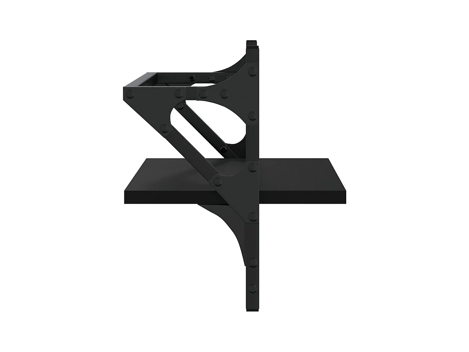 Mensole da parete con barre 2 pz nere 40x25x30 cm