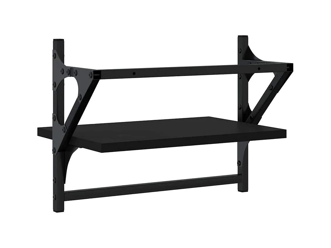 Mensole da parete con barre 2 pz nere 40x25x30 cm